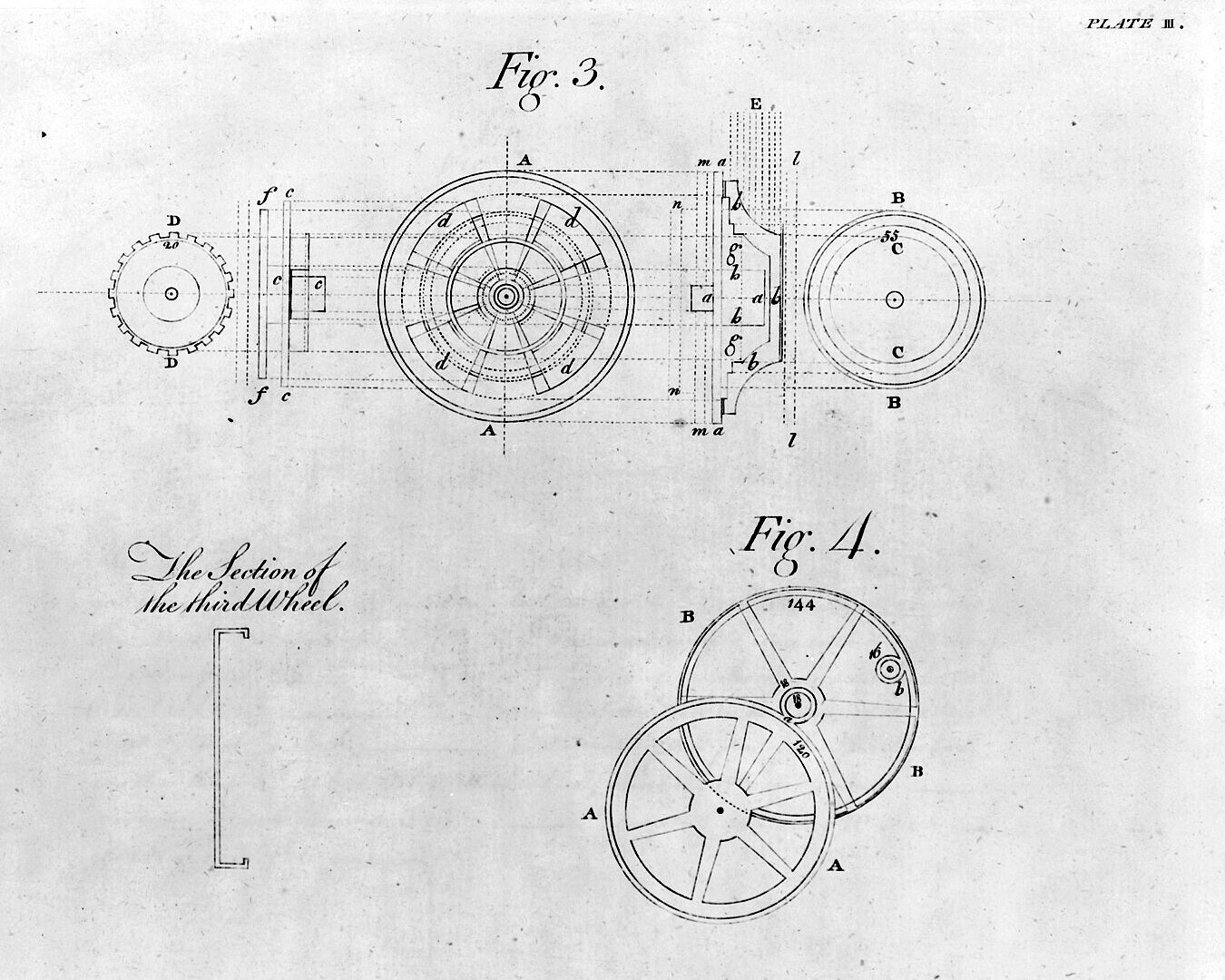 Engraving of the H4 mechanism, Plate III, 1767
